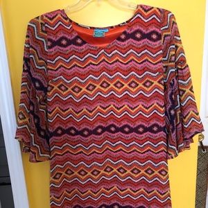 Cowgirl Hardware Orange Chevron Mini Skirt Dress